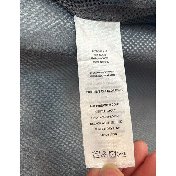 Eddie Bauer Lightweight Hooded Windbreaker Jacket Kids Size L (14) Blue Pockets - Picture 9 of 9